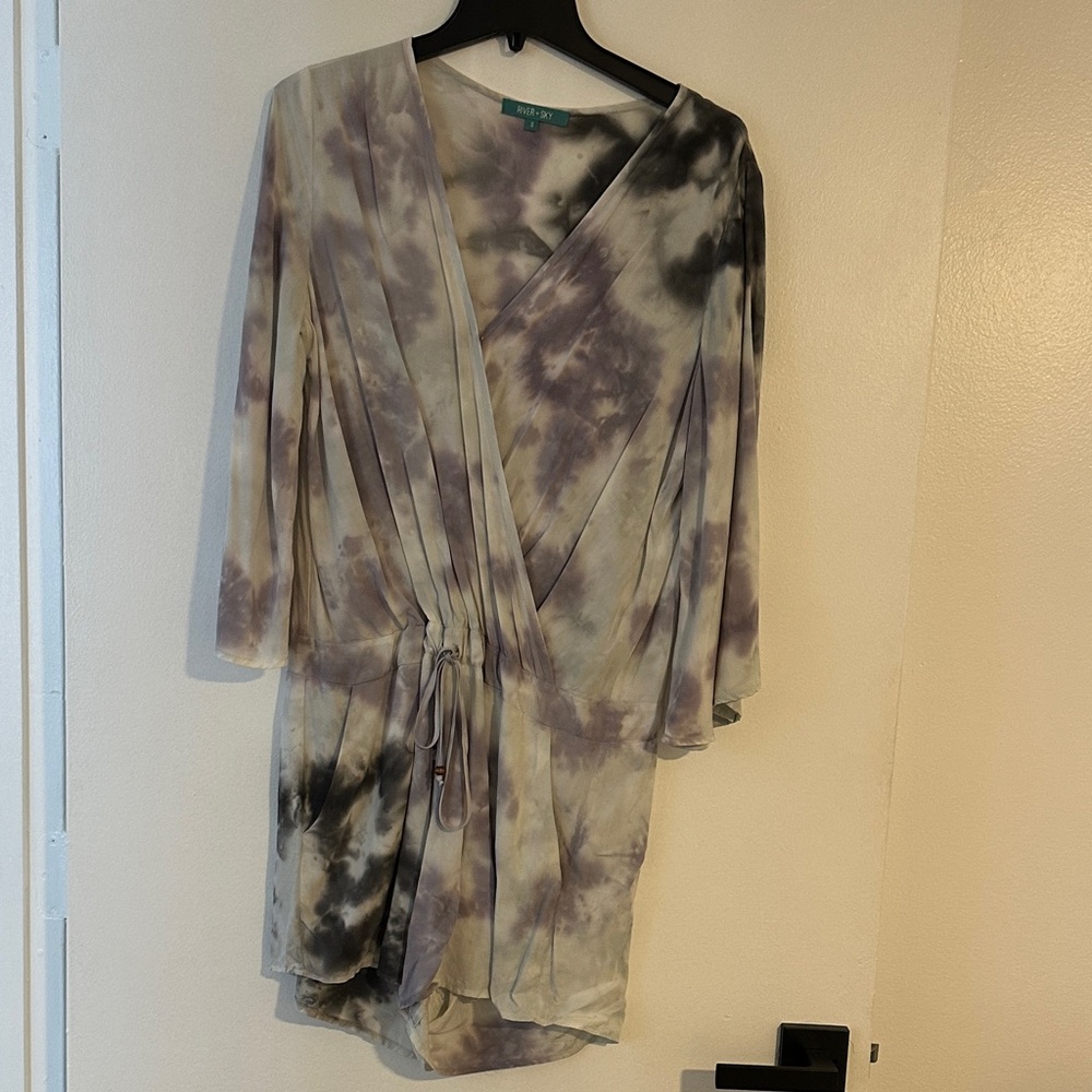 River + Sky Tie-Dye Jumpsuit in Gray and Cream